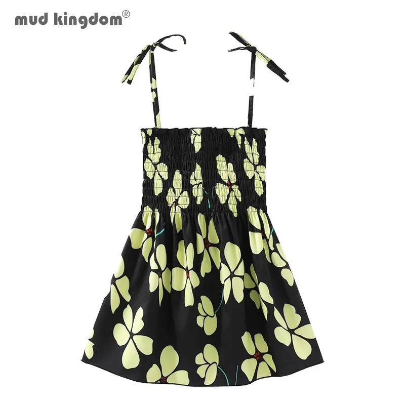 Meisje jurken mudkingdom kleine meisjes mouwloze jurk elastische buis top leuke bloemen casual zomer strand mooie print verkoop