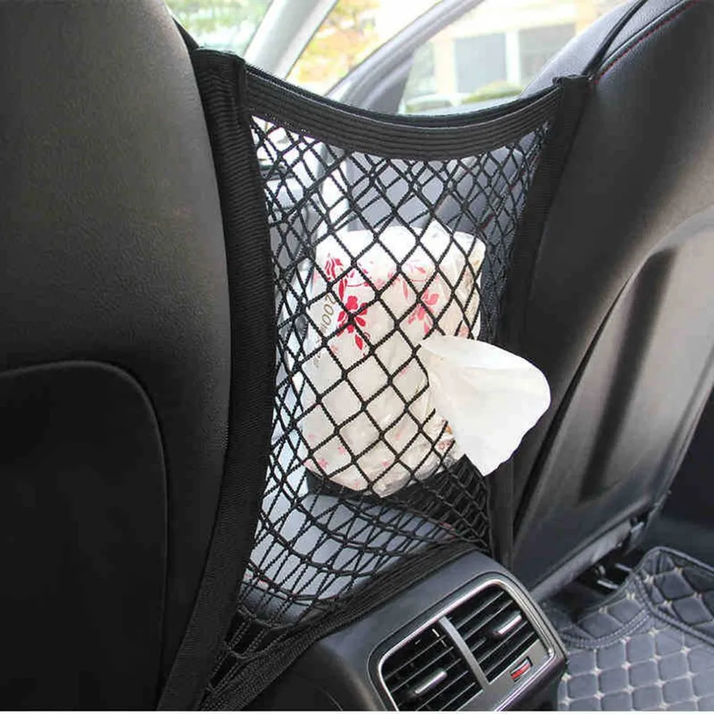 Auto Innenausstattung Black Organizer Sitznetz Lagerung Elastisches Mesh  Net Tasche Zwischen Gepäckhaltertasche Für Auto Autos 30 * 23cm Von 4,99 €