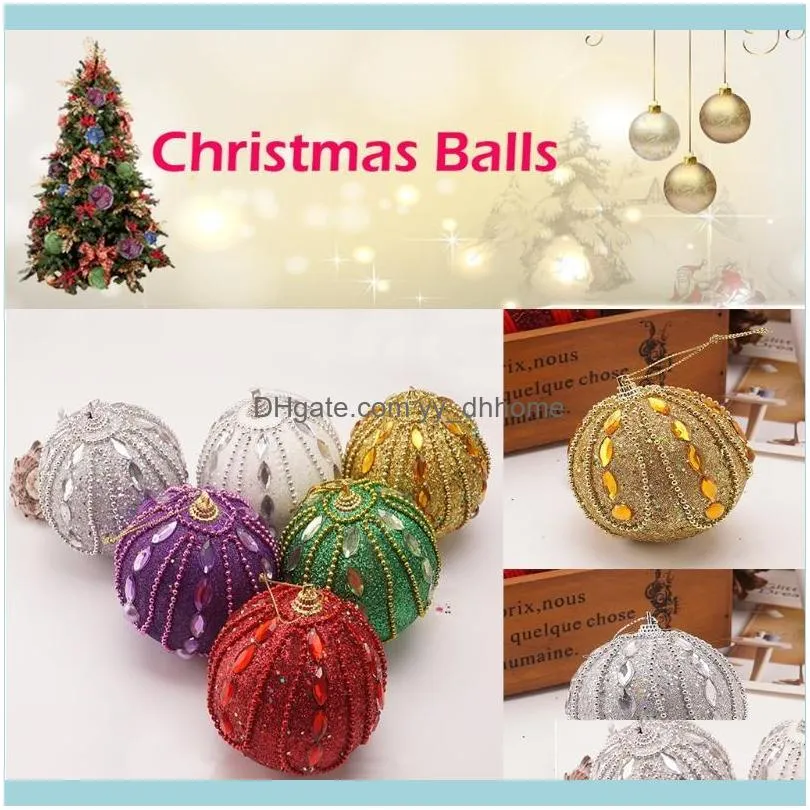 8cm Christmas Gifts Christmas Rhinestone Glitter Baubles Ball Xmas Tree Ornament Decoration Decorations For Home Natal1