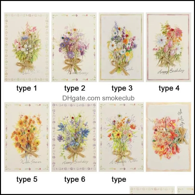 Greeting Cards Blessing With Envelopes Especially For You Wedding Party Festival Supplies Handwritten Dried Flower Card 21*14cm