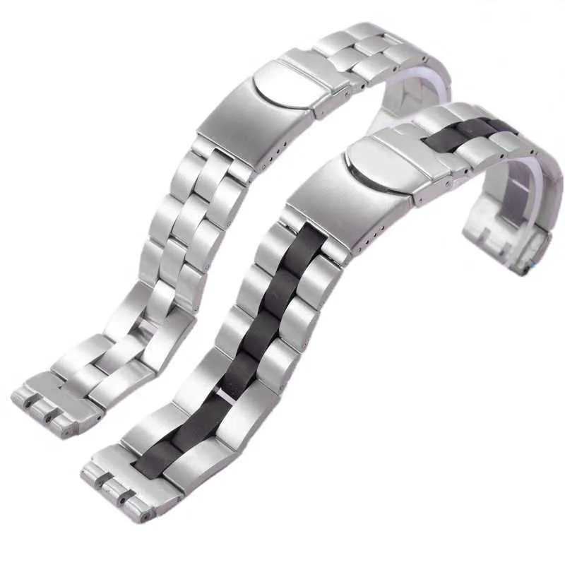 Klocktillbehör för Swatch Ycs Yas Ygs Irony Armband Silver Solid Rostfritt Stål Klockarmband Herr/dam metallarmband Lager H0915