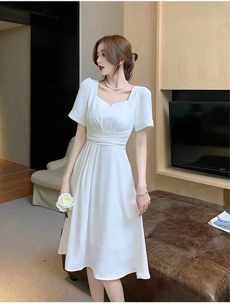 STINA closet パフフレアワンピース　white puff dress STINA closet パフフレアワンピース white puff dress