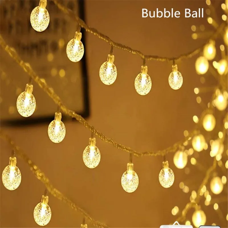 Cordas 3m 6m 10m Bolas de cerejeira LED Fairy String Lights Bateria USB UE 220V Operado Casamento Christmas Quarto Ao Ar Livre Garland Decoração