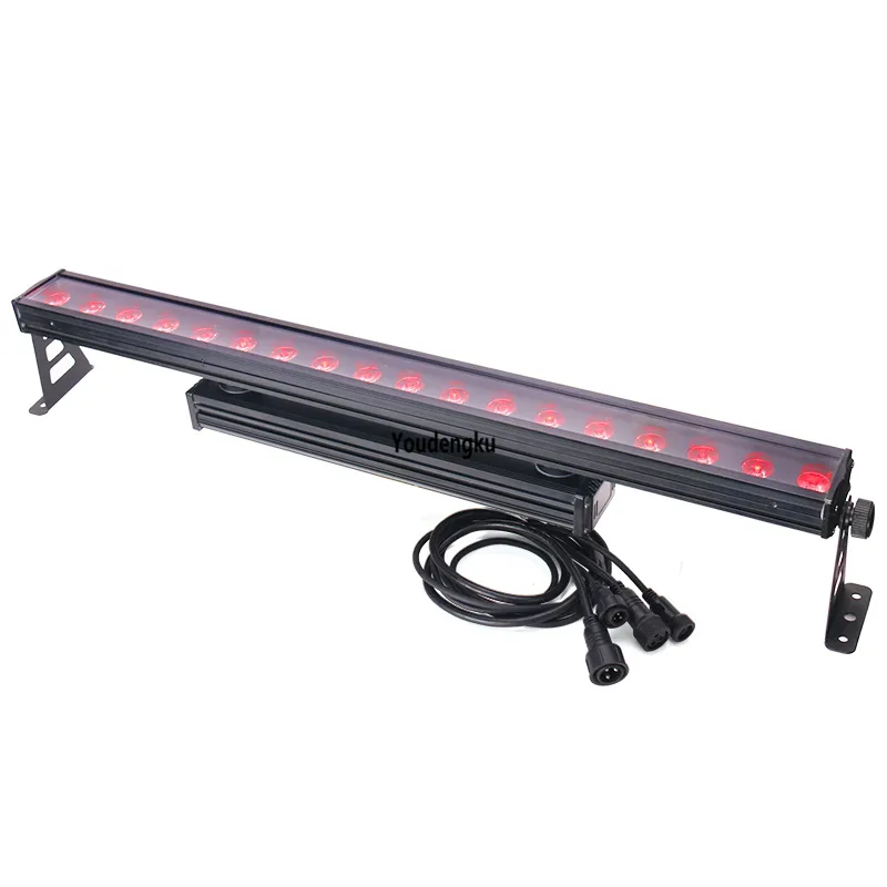 12 PC 18 * 18W RGBWA UV 6in1 방수 벽 세탁기 LED 스트립 빛 DMX IP65 야외 슬림 RGBWA + UV 얇은 LED 벽 세탁기 조명