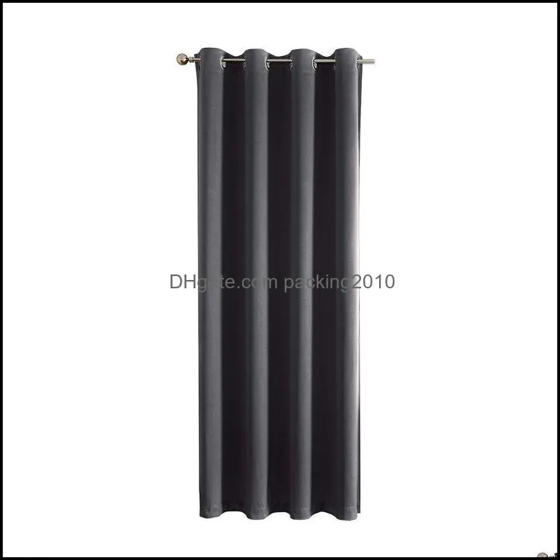 Curtain & Drapes 1 Piece Black Thick Blackout Curtains For The Living Room Ready Made Drapery Solid Design Grey 132X213CM