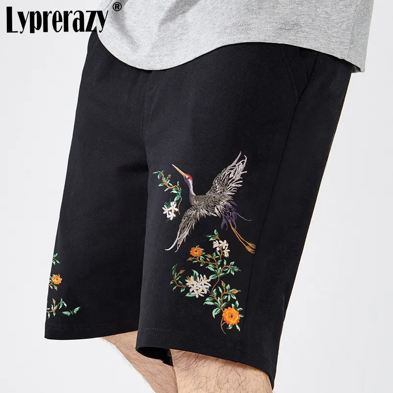 Casual Sports Shorts Chinese Style Summer Men Loose Embroidery Middle Five-point Pants Beach Trousers