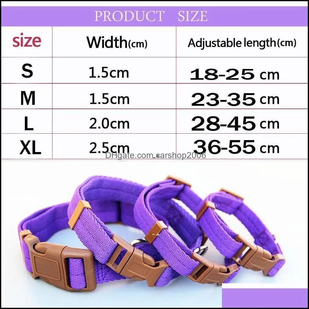 NEWClassic Solid Colors Basic Pet Dog Collars Polyester Nylon Dog Collars with Quick Snap Buckle Wholesale ZZF10866