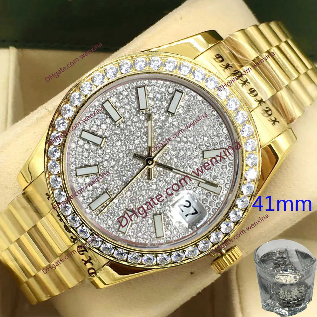 Mens Watches Diamond Watch 10 Colour high quality 41mm Gold shell with black montre de luxe 2813 roman numerals automatic Steel Wa187I