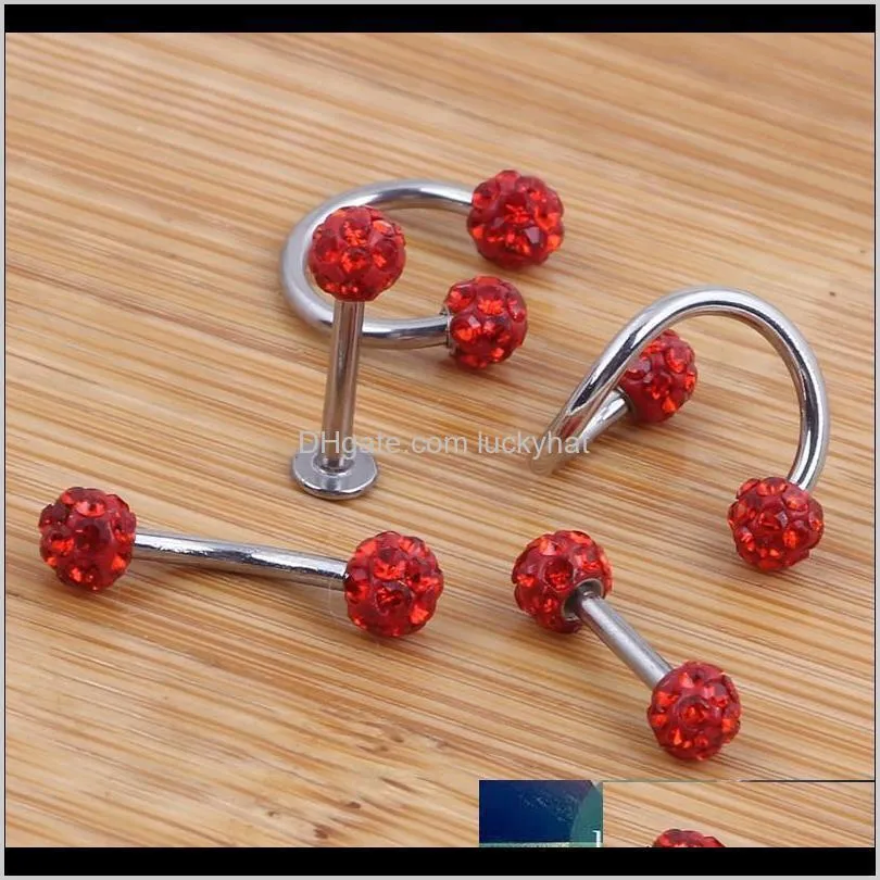 crystal ball lip nose ear tragus septum ring twist belly bar ear bone eyebrow cartilage earring body jewelry