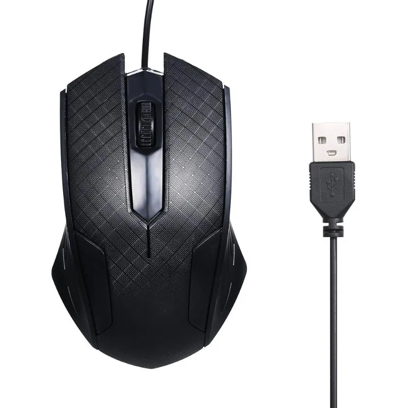 Svart Wired Gaming Mouse USB 3 Knappar Optisk Hjul Antiskid Frostat för PC Pro Laptop Gamer Dator Möss