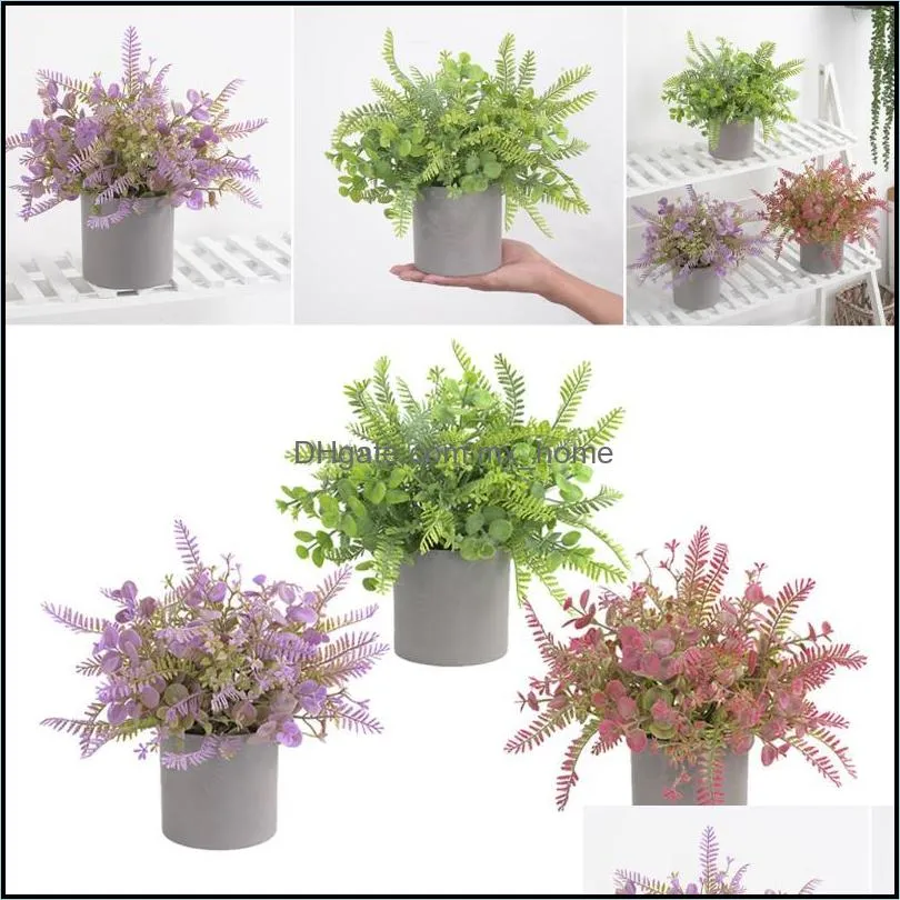 Artificial Flowers Potted Plants Faux Plant in Pots Decorations for Home Garden