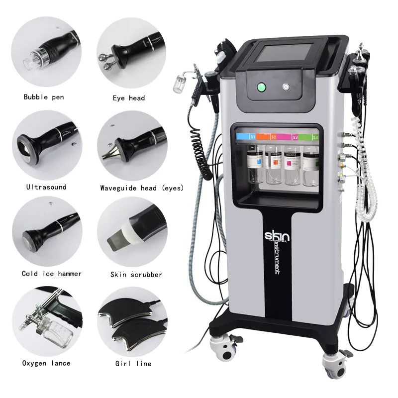 Multifunctionele schoonheidsapparatuur 8 in 1 Hydra-gezichtsmachines Watermachine Zuurstof Huidverzorging Ultrasone gezichtspeeling Spa Rimpelverwijdering Behandeling salongebruik