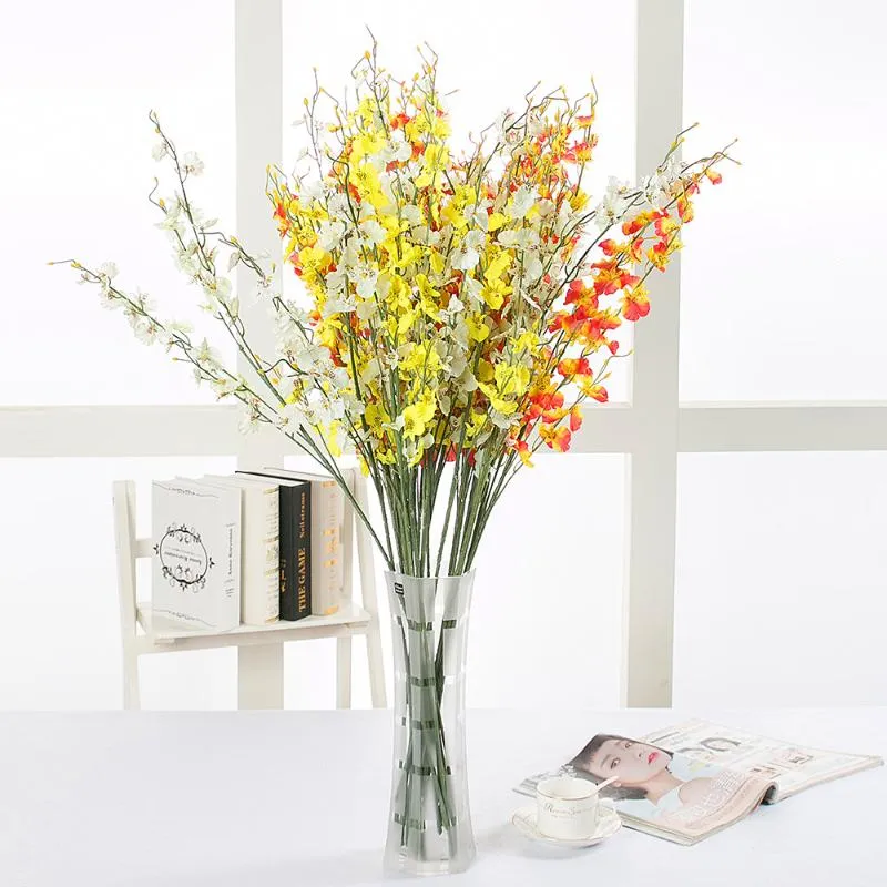 Dekorative Blumenkränze, 95 cm, 5 Zweige, künstliche Tanzorchidee, Seidenblume, gefälschte Pflanzensimulation, Dekoration für Hochzeit, Party, Heimdekoration