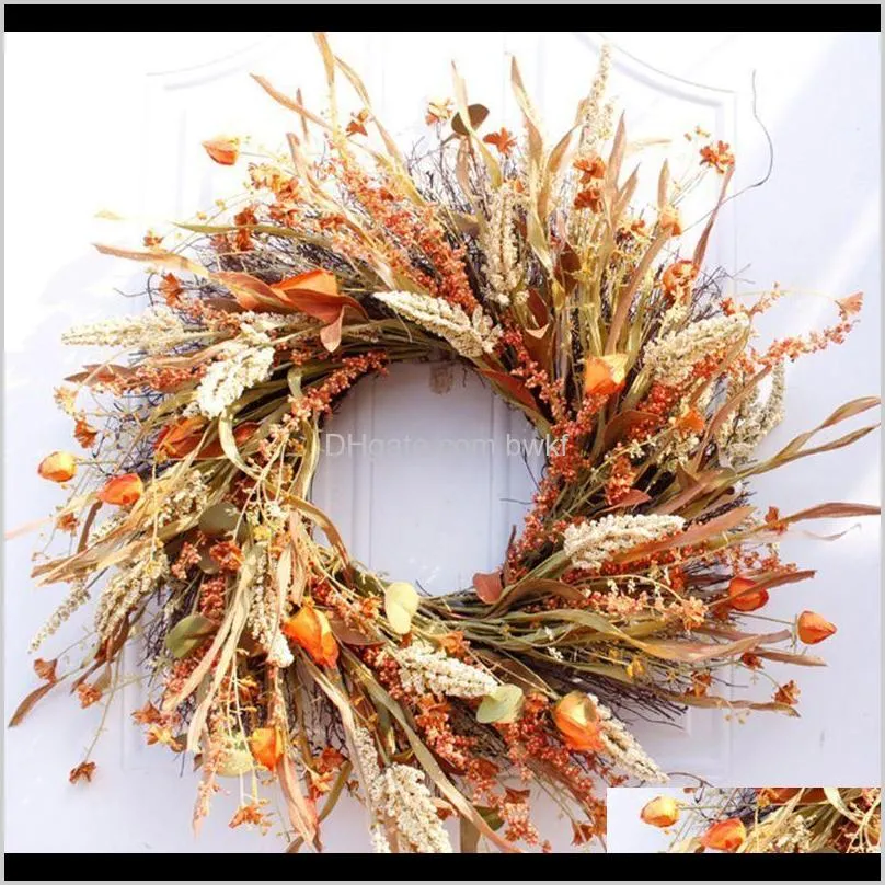 24 inch artificial fall harvest fall wreaths autumn wreath for front door wedding wall home thanksgiving decor 201128