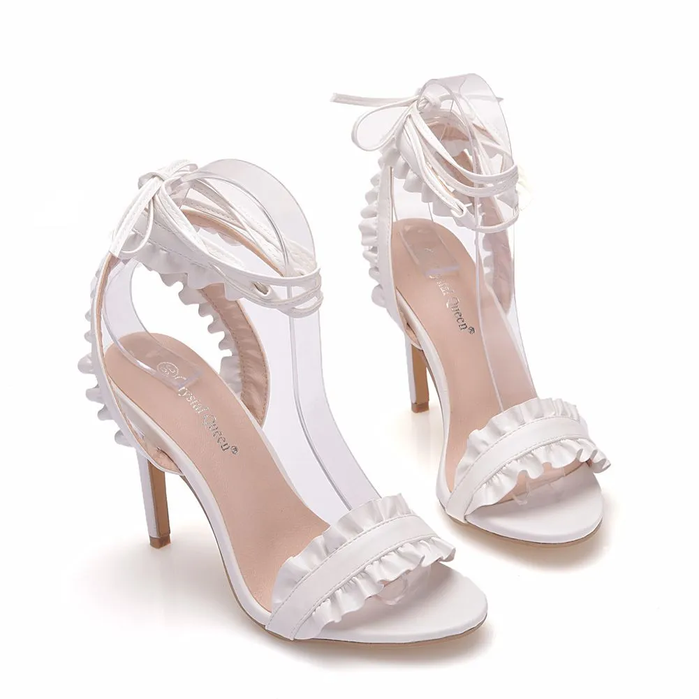 2021 New Summer Fashion Design White Women Sandals 9CM High Heels Ladies Pumps Open Toe Shoes