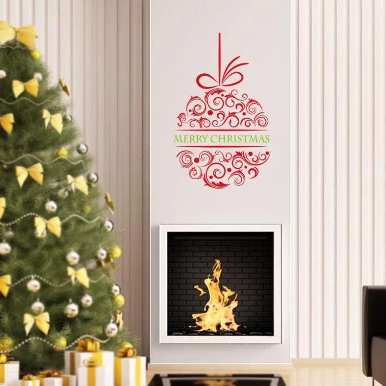 New Hot Christmas Apple Merry Christmas Wall Stickers Home Decor European And American Wholesale Waterproof Removable 210420