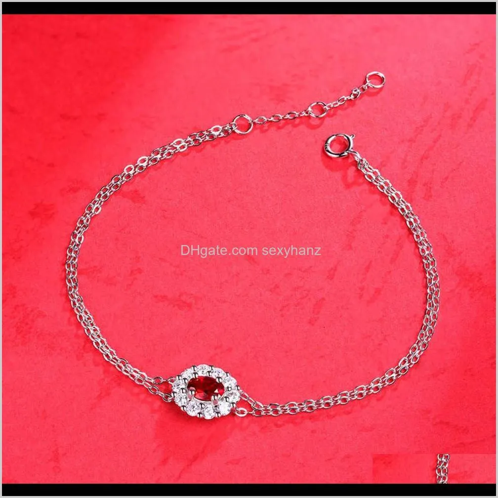s925 silver inlaid red treasure heart bracelet temperament gift hand jewelry live broadcast