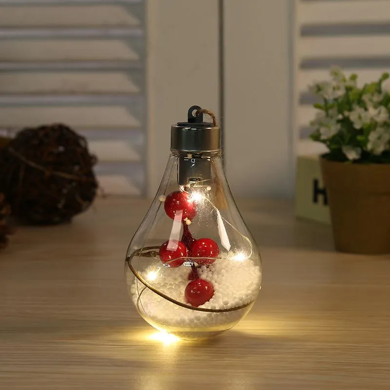 Christmas Plastic Transparent Led Bulb Ball Xmas Tree Decoration Ornament Bulbs Balls With Light Festival Decor Hanging Ornaments BH4956 TYJ