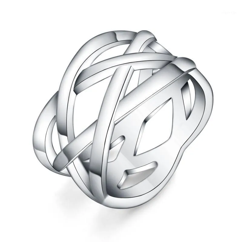 Cluster Ringar Trendiga Bijoux Kvinnor 925 Sterling Silver Ring Smycken för dubbel "X" Cross Collection Män Bague Anillos Fine