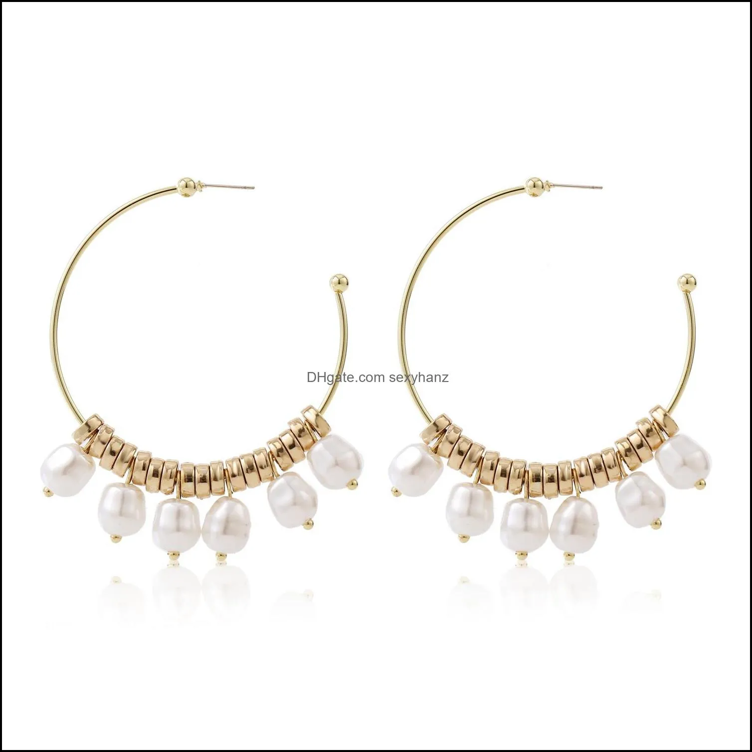 Ins White Natural Natural Baroque Pearls Earring Alloy Earrings Women Natural Conch Shells earrings