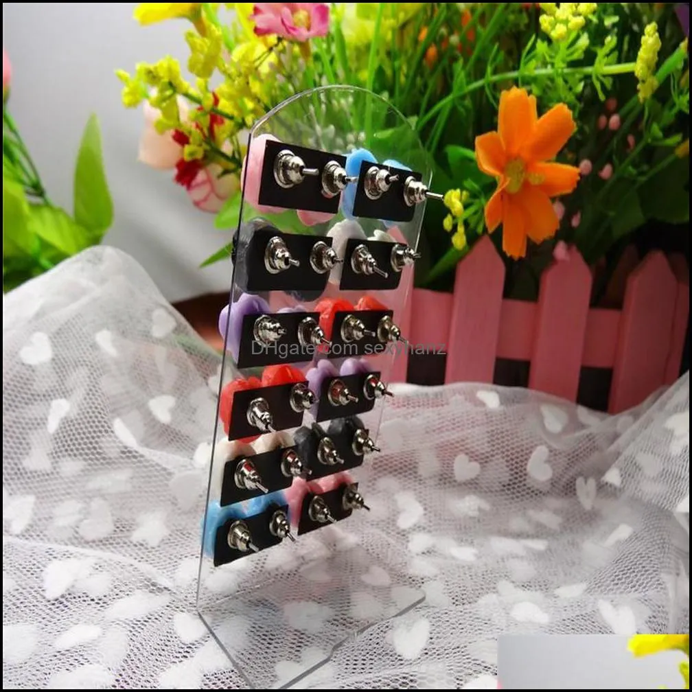 wholesale Price Fashion Multicolor Resin Rose Stud Earrings For Women Flower Free ShippingTL1