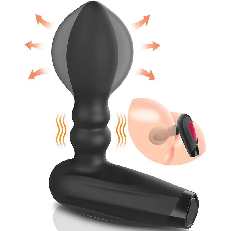 Elektrische massagers Automatische opblaasbare prostaatmassager met 10 vibrerende expand-modi Trillingen Buplug Clit Stimulator voor mannen Dames CL