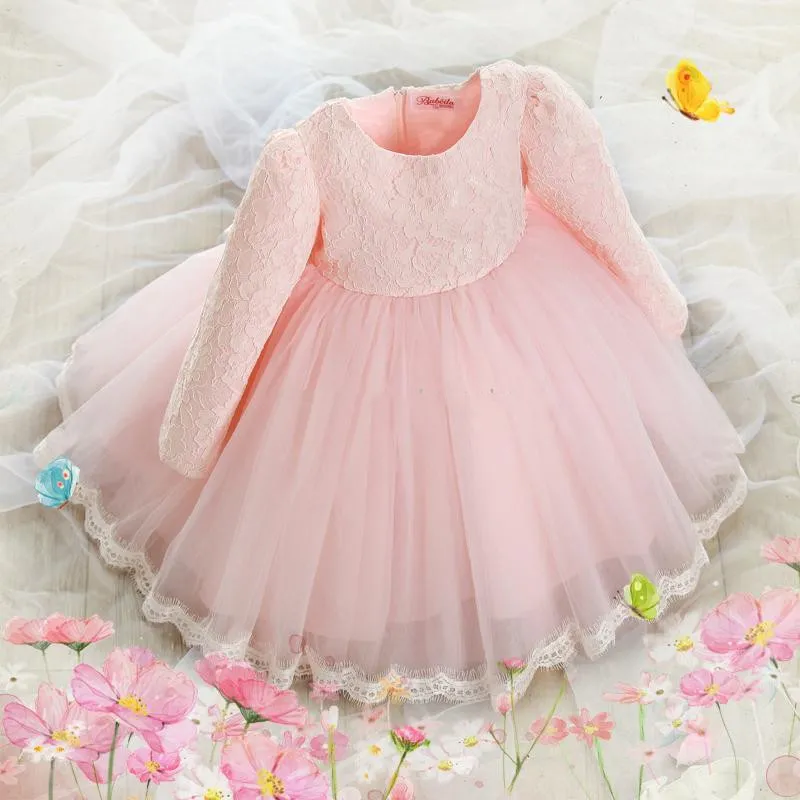 Robes des filles de fleurs rouges Tutu Toddler Petites filles Pageant tenue de communion Robe de mariage Big Bow Tulle Lace