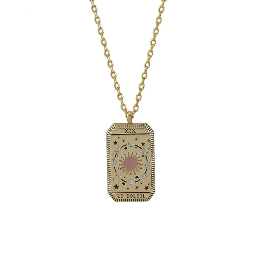 Gold Plated High Priestess Tarot Card Pendant Necklace - Lovisa
