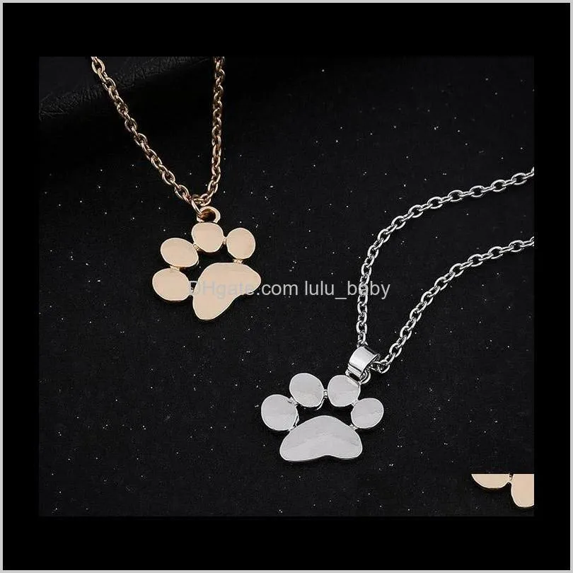 new pendant necklace cat and dog paw print animal jewelry women necklace cute delicate statement necklaces