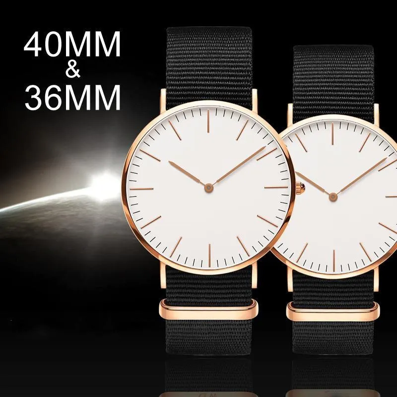 Reloj deportivo de marca de moda para hombre, relojes casuales para mujer de 40mm, correa de nailon de 36mm, orologio uomo