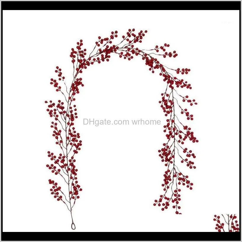 Ghirlande di fiori decorativi Forniture per feste festive Giardino domestico6Dot39Ft Ghirlanda rossa, Ghirlanda di bacche artificiali flessibili Decorazione per caminetto F