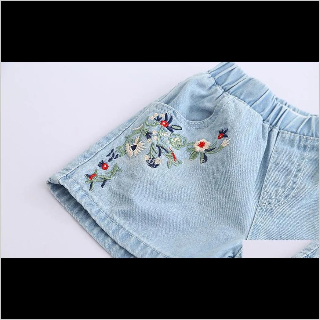 kids shorts kids embroidered flowers fashion denim shorts girls clothes wild style summer promotions shipping