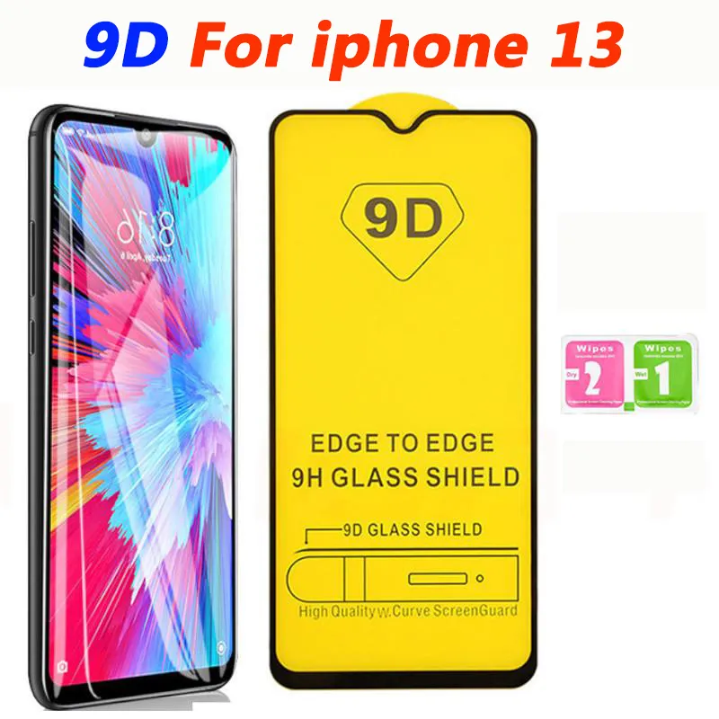 Full Cover 9D Protective Tempered Glass Screen Protector For iPhone 13 12 Mini 11 Pro Max 7 8 XS Plus Samsung S21 FE A02S A02 A12 A22 A32 4G 5G A52 A72 A03S A21S A71 A51 A31 A21