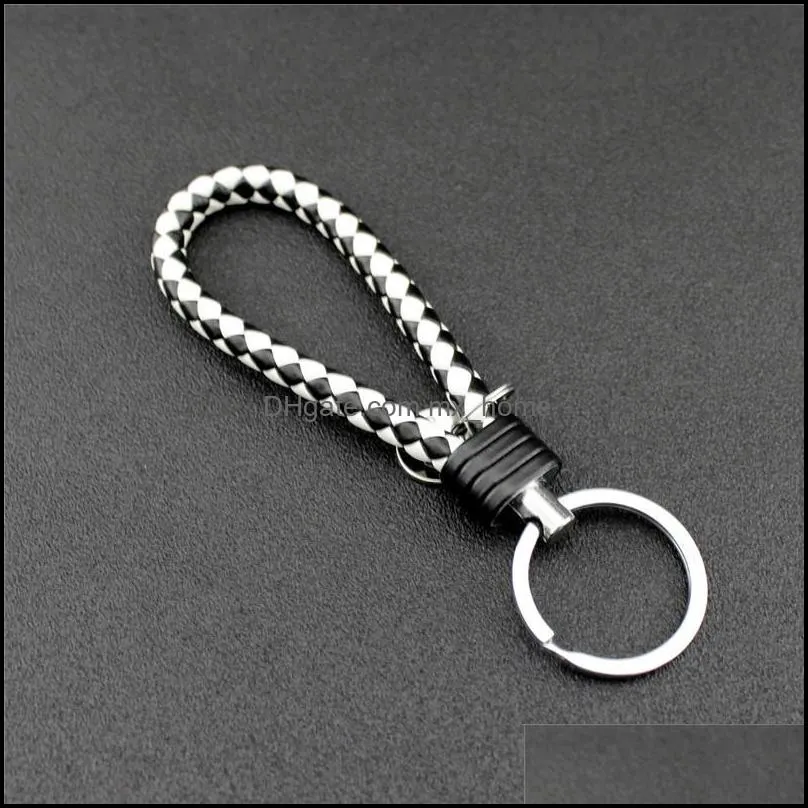 PU Leather Braided Keychain Manual Woven Rope Keyring Bag Pendant Key Chain Holder Car Keyrings Men Women Key Ring Party Favor VT1016