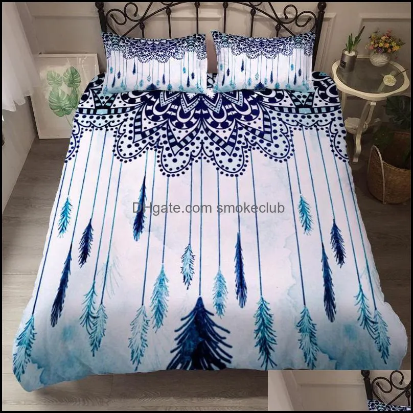 Bedding Sets Bohemian Dreamcatcher Feather Set Simple Duvet Cover With Pillowcase 2/3pcs Pink White Black Bedclothes Decor Home