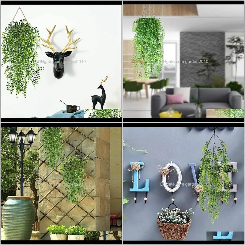 artificial plant vine hanging decorative plastic greenery wall indoor,outdoor hanging basket wedding wreath decoration
