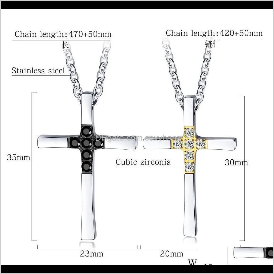 fashion women men couple love choker necklace cross pendant anniversary gift crystal stainless steel chain hip hop jewelry for women