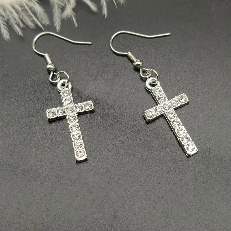 Crystal Cross Drop Серьги для мужчин Женщины Новые Модные Моды Ухо Ювелирные Изделия Pendientes Mujer Moda Оптом Spropshippig