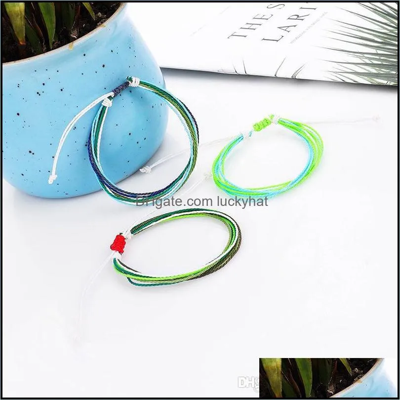Wax Thread Woven Bracelets Handmade Multilayer Friendship Jewelry Wax String Bracelets Multicolour Adjustable Braided Bracelet