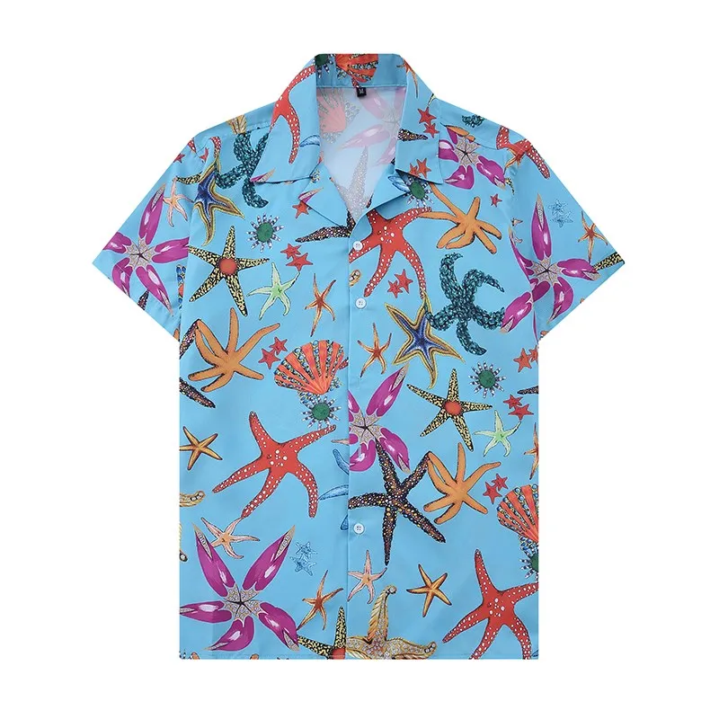 Heren Zomer Korte Mouw Shirt Mannen Designer Stylist Casual Shirts Mode Turn Down Collar Starfish Print Street Losse Vrije tijd Veelzijdig Aziatisch Maat M-3XL