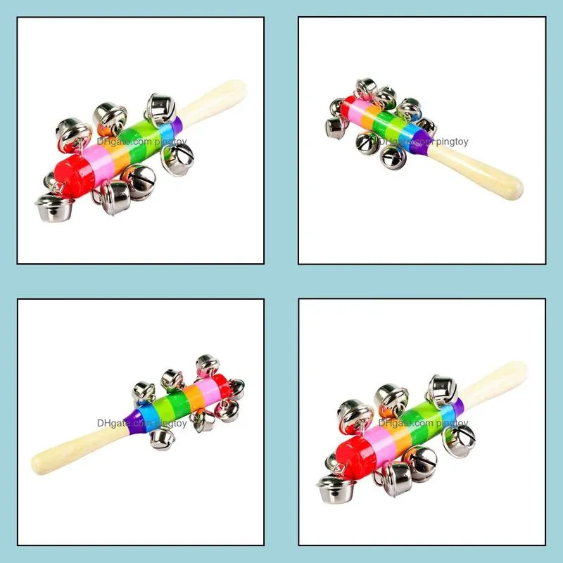 Colorful wooden bell 10 percussion string of bells ringing Orff instruments Baby Rattles safety noice maker for baby sound