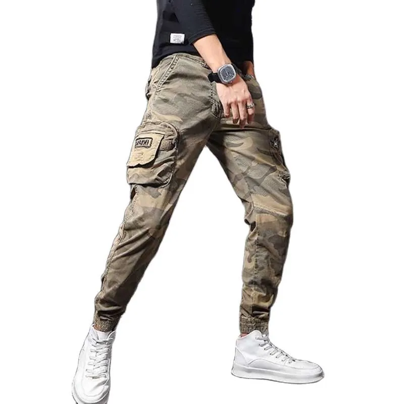 Mäns byxor höst joggare mode slim passform camouflage cargo män casual harem byxor vintage streetwear taktiska kläder