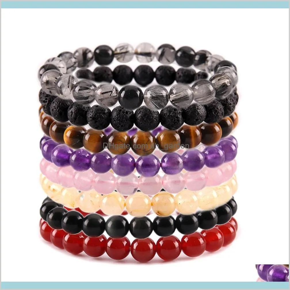 8mm natural stone beads bracelet crystal amethyst turquoise tiger eye bracelets for women men fashion jewelry will and sandy gift