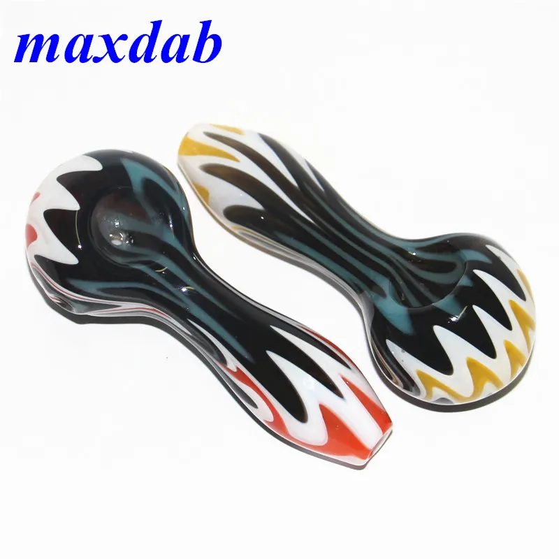 Wholesales 4 Inch Smoking Hookah Tobacco pipe color Glass Spoon Small Hand Pipes For Oil Burner Dab rig