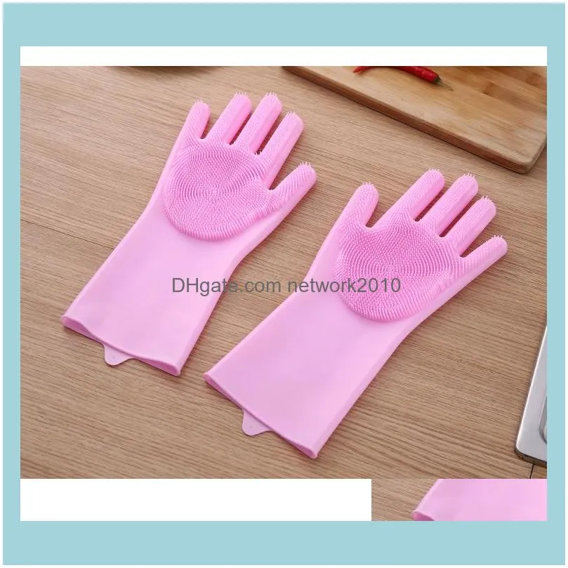 DHL 100pair Silicone Rubber Dish Washing Gloves Eco-Friendly Scrubber Cleaning For Multipurpose Kitchen Bed Bathroom Hair Care1