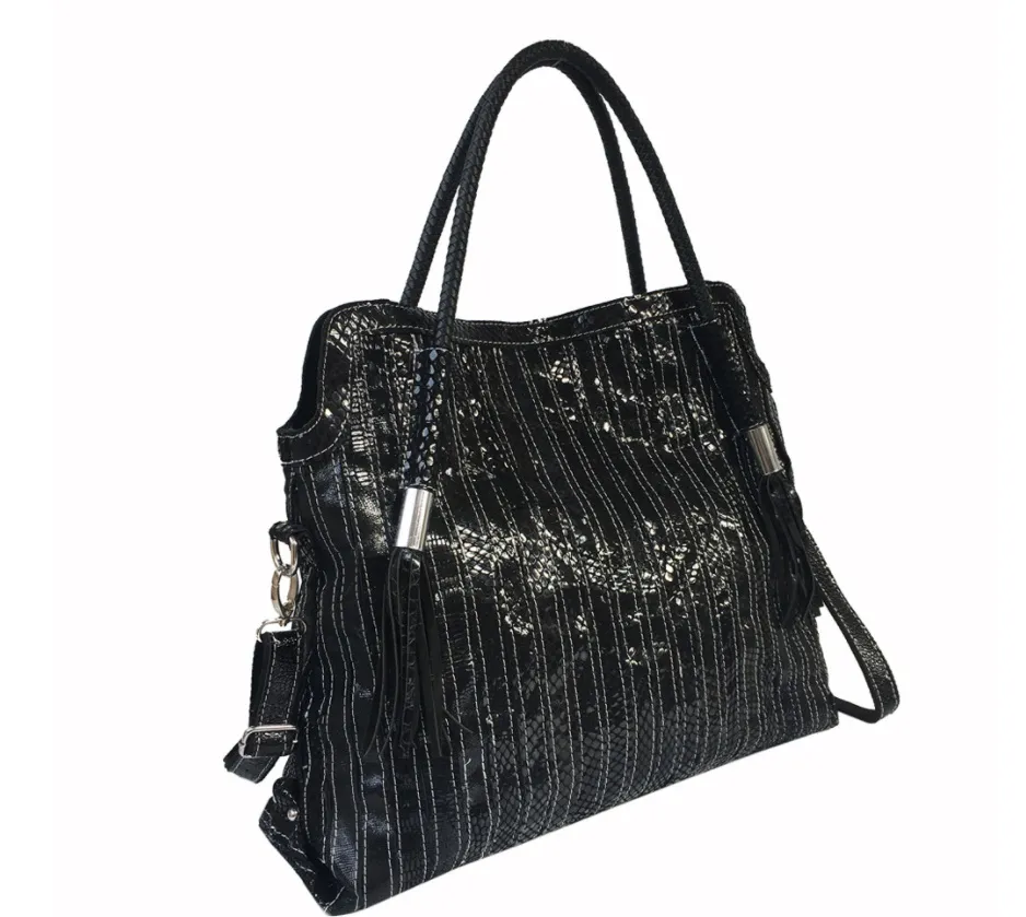 Vera pelle di vacchetta Modello serpente Strisce colorate Incantesimo Caratteristica spalla diagonale portatile Borsa casual femminile Borse da sera