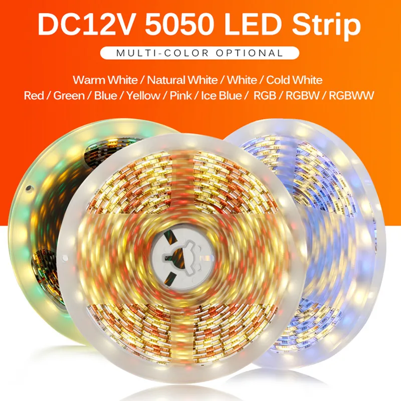 LED Strip 5050 DC12V 60LEDS / M Flexível LED LED RGB RGBW 5050 LED Tira 300LEDS 5M / lote