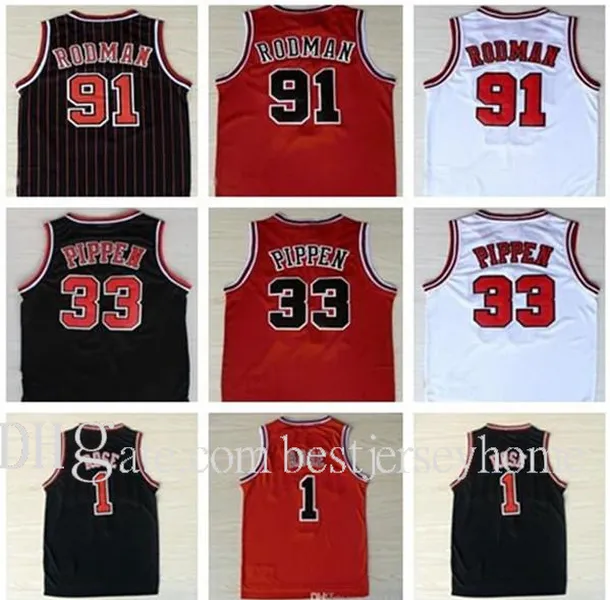 2023 Maglia da basket # 1 Derrick Rose Sport traspirante # 33 Maglia Scottie Pippen economica # 91 Maglia Dennis Rodman Sportswear cucita taglia S-2XL Ricamo