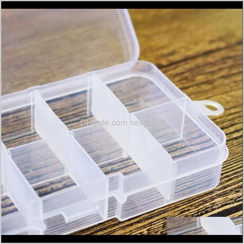 12.8*6.5*2.1cm 10 compartment plastic clear storage box small box for jewelry earrings toys container shipping