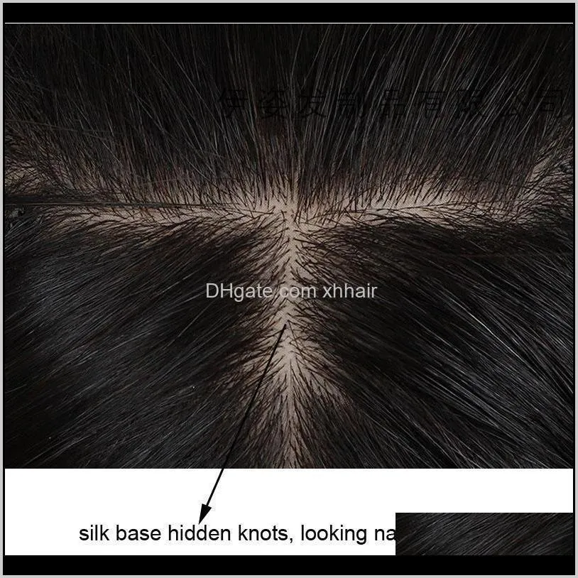 100% human hair silk base toppers 9*14 cm straight brazilian virgin hair toupee for women natural color dark brown